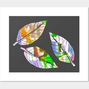 Delicate Abstract Pastel Coloured Leaves Silhouette Art Posters and Art